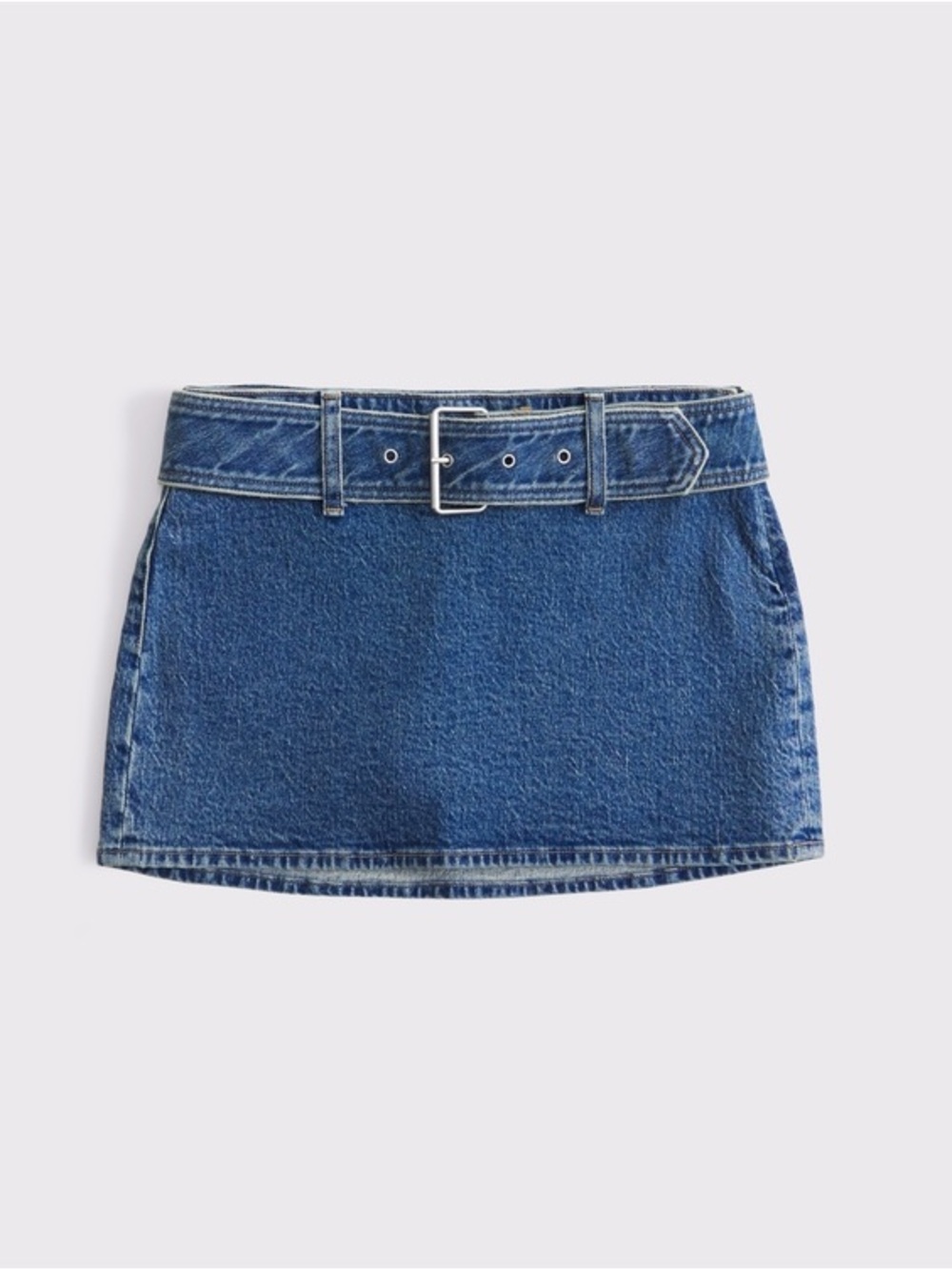 Abercrombie & Fitch Mid Rise Belted Denim Mini Skort - Picture 2 of 6